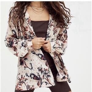 We The Free Rust Floral Print Oversized Button Down Shirt Blouse Size XS